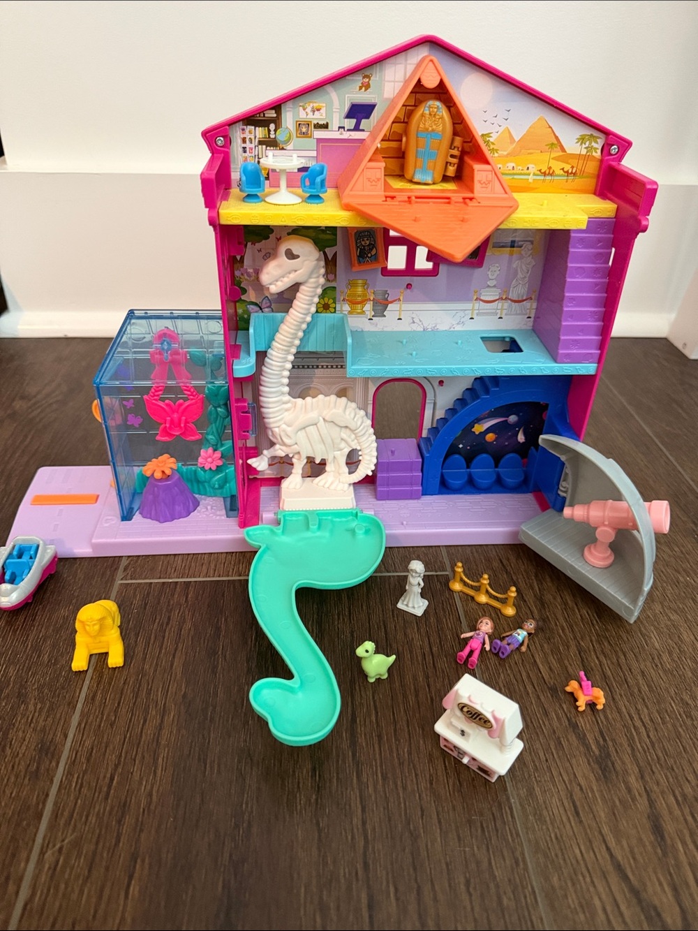 Polly Pocket Style Kids Playset Museum — Pink, Purple & Teal